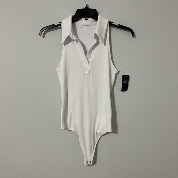 Abercrombie & Fitch Tops - Abercrombie & Fitch soft A&F Rib white thong bodysuit
